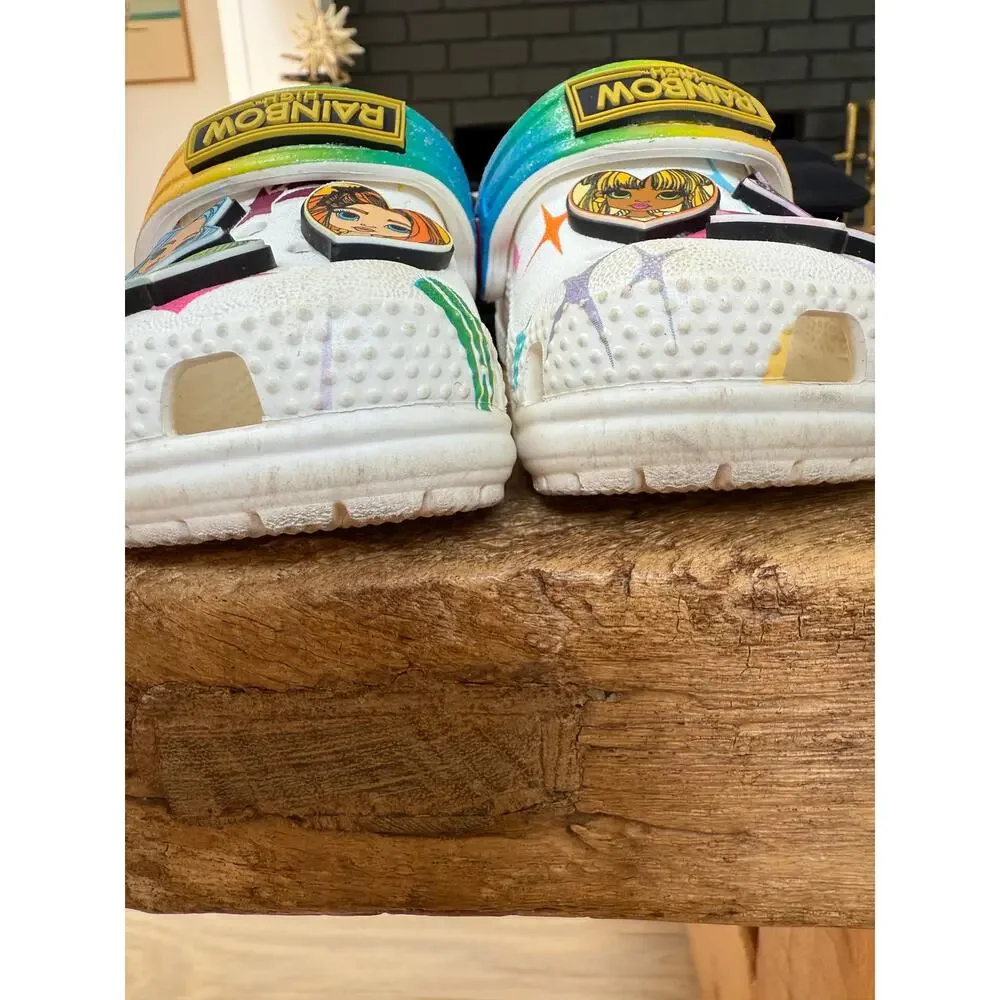 Crocs Rainbow High SZ C5 White Printed Jibbits Girls